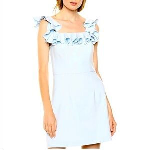 French Connection Whisper Ruffle Dress Light Dream Blue Sz 4 NEW NWT